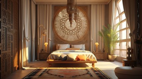 Arab Bedroom, Arabian Bedroom, Bedroom Backgrounds, Opulent Bedroom, Carved Headboard, Girl Bedroom Walls, Inspired Bedroom, Music Decor, Wooden Bed