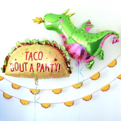 Dragons Love Tacos Birthday Party Decor Balloons Decoration - Baby Toddler Boy Book - Taco Shell Bunting DIY Tacos Birthday, Dragons Love Tacos Party, Taco Bout A Party, Dragons Love Tacos, Dragon Birthday Parties, Fiesta Birthday Party, Fiesta Party Decorations, Taco Party, Dragon Birthday