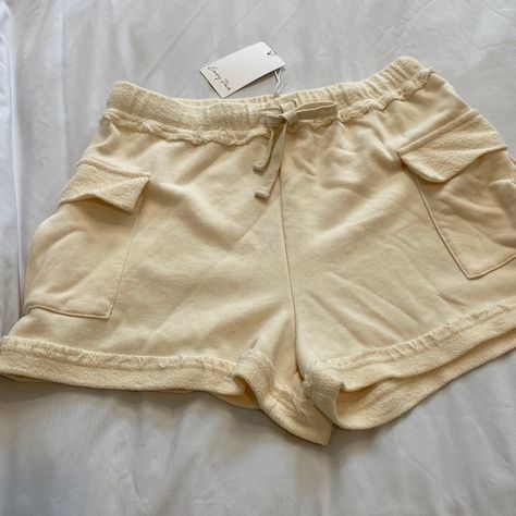 Cream/Off White Emory Park Cargo Sweat Shorts Nwt Spring Cotton Sweat Shorts, Cargo Sweat Shorts, Sporty Cotton Sweatpants With Built-in Shorts, Athleisure Sweat-resistant Jogging Shorts, Solid Color Sweat-resistant Shorts, Army Green Jeans, Grey Sweat Shorts, Womens High Waisted Shorts, Grey Sweats