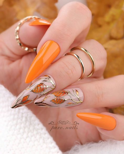 Nail Polish Ideas Easy, Fall Manicure, Fall Nail Trends, Cute Nails For Fall, Fall Acrylic Nails, Almond Nails Designs, Thanksgiving Nails, Fall Nail Art, Short Nail Designs