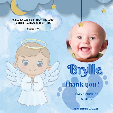 Thank you card for christening Christening Thank You Cards, Psalm 127, Christening, Psalms, Thank You Cards, Thank You, Gifts, Quick Saves