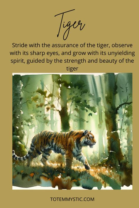 The tiger, as a spirit animal, embodies power, passion, and sensuality, guiding us to embrace these qualities within ourselves for personal growth and transformation. #spirit animal #spiritual meaning #totem #power animal Spirit Animal Tiger, Tiger Symbolism, Tiger Spirit Animal, Spirit Animal Meaning, Tiger Spirit, Animal Meanings, Animal Spirit Guides, Animal Spirit, Genetic Mutation