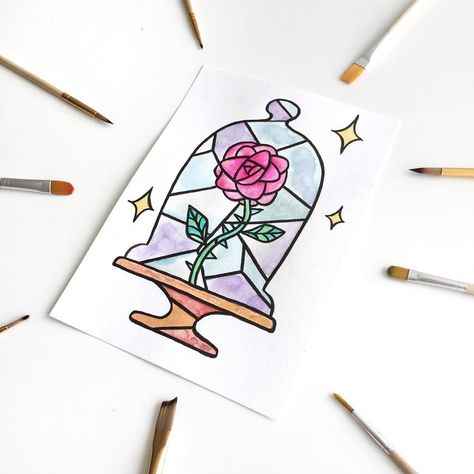 My favourite Disneyfilm of all time is Beauty & the Beast. So I did some watercoloring to make the enchanted rose.🌹 I hope you like it!… Study Gram, Study College, Bujo Planner, Organization Bullet Journal, Bullet Journal Cover Page, Calligraphy Writing, Enchanted Rose, How To Write Calligraphy, Bullet Journal Themes