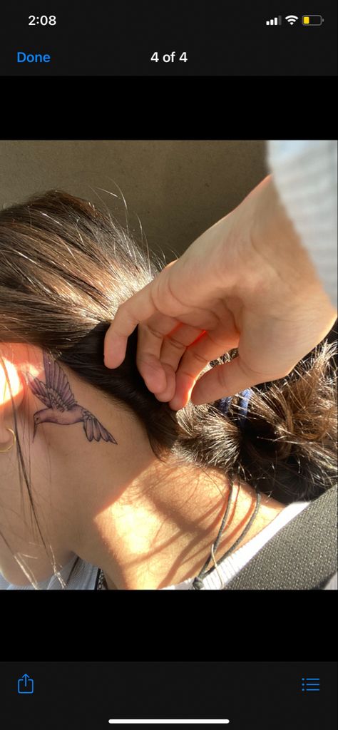 Humming Bird Behind Ear Tattoo, Bird Behind Ear Tattoo, Hummingbird Tattoo Behind Ear, Bird Tattoo Back, Remembrance Tattoos, Hummingbird Tattoo, Bird Tattoo, Humming Bird, Birds Tattoo