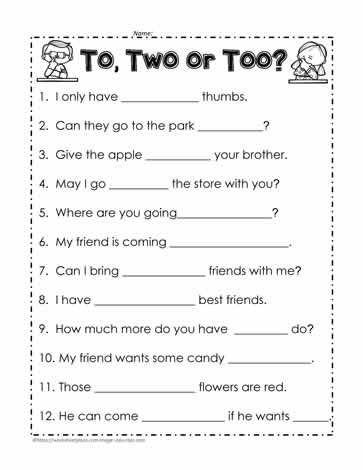 To, Too or Two To Two Too, To Too Two Worksheet, To Two Too Worksheet, Phonics Activities 2nd Grade, Grade 2 Grammar Worksheets, Second Grade Language Arts Worksheets, 2econd 2ight 2eer, 2nd Grade Worksheets Free Printables, Complete Sentences 2nd Grade