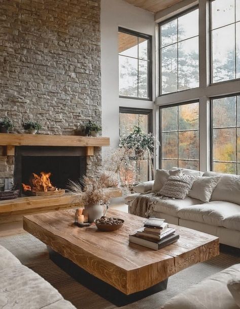 10 Wood Inspired Rustic Living Room Ideas - Julie Ann Art Architectural Digest Living Room, Rustic Great Room, Rustic Living Room Designs, Coastal Farmhouse Bedroom, Rustic Living Room Ideas, Urban Interior Design, Natural Wood Accents, Organic Modern Living Room, Organic Living Room