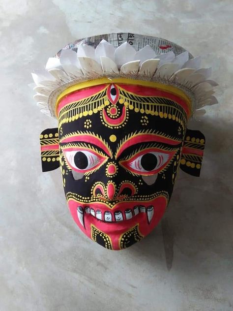 Clay Mask Art, Cultural Masks, Aham Brahmasmi, Africa Decor, Paper Mache Mask, Masks Crafts, Art Painting Tools, Migrant Worker, Goddess Decor