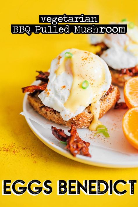 This Southern Eggs Benedict recipe is has a southern BBQ twist on the delicious classic, with shredded BBQ mushrooms, homemade Hollandaise, and a poached egg. #breakfast #vegetarian #vegetarianbreakfast #eggs #pulledpork #liveeatlearn Poached Egg Breakfast, Vegetarian Easter Recipes, Bbq Mushrooms, Benedict Recipe, Breakfast Vegetarian, Southern Bbq, Vegetarian Grilling, Eggs Benedict Recipe, Egg Benedict