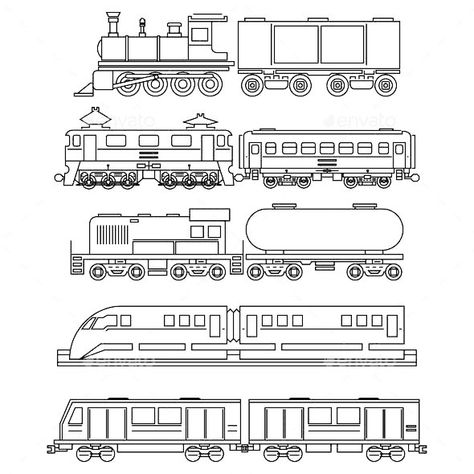 Train Coloring Pages, Train Drawing, Train Illustration, Automotive Logo Design, Valentines Day Coloring Page, Train Cars, Valentines Day Coloring, Line Art Vector, 강아지 그림