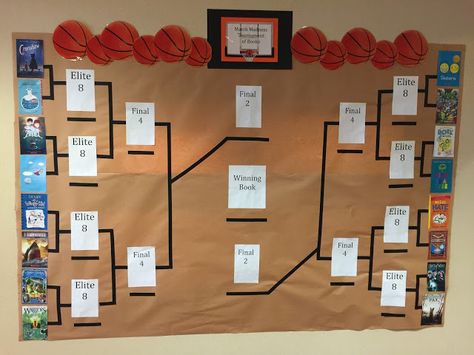 March Madness Tournament Of Books, March Madness Reading Challenge, March Madness Book Tournament, March Madness Books, Teen Library Displays, Tournament Of Books, 4th Grade Books, Passive Programs, Teen Library