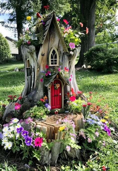 Garden Ideas Homemade, Fairy Garden Plants, Corner Ideas, Garden Corner, Outdoor Deco, Fairy Tree, Magical Fairy, Gnome House, Fairy Garden Houses