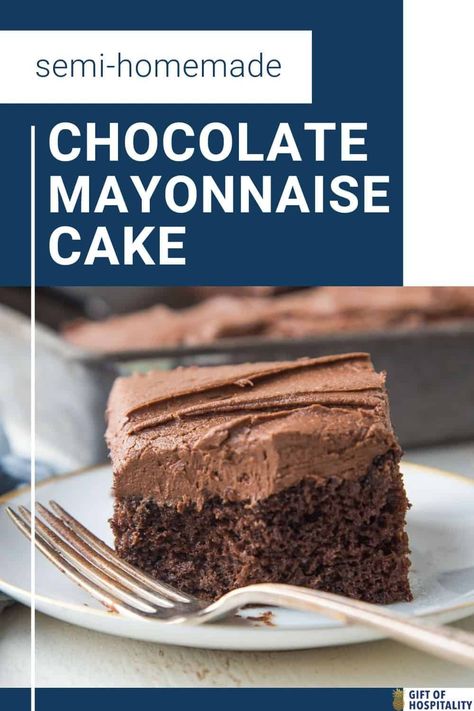 Chocolate Mayonnaise Cake is made with a box of chocolate cake mix and mayo, and it creates a seriously rich and tender chocolate cake! It's topped with a homemade fudge frosting, and it's the perfect cake for a party, cookout, or holiday gathering. Chocolate Mayonnaise Cake Recipe, Mayonnaise Cake Recipe, Mayo Cake, Chocolate Box Cake, Chocolate Cake Mix Recipes, Mayonnaise Cake, Spring Form, Boxed Cake Mixes Recipes, Chocolate Mayonnaise Cake