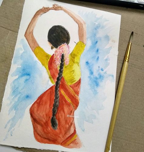 ❤️ Classical Dance form #bharatanatyam Follow, Like and share https://artistie.wordpress.com . . #art #painting #watercolor Classical Dance Paintings, Bharatanatyam Drawing, Classical Dance Drawing, Dance Art Drawing, Holi Drawing, Art Painting Watercolor, Portraits Painting, Feet Drawing, Dancing Drawings