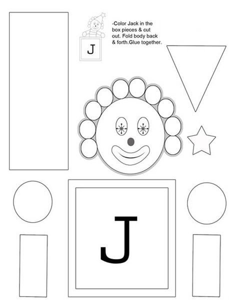 Letter J Is For Jack In The Box Coloring Page : Coloring Sky Letter J Activities, Letter J Crafts, Toddler Feelings, December Preschool, Crafts Kindergarten, Transition Ideas, Letter Learning, Prek Crafts, J Craft