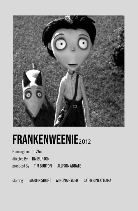 Frankenweenie Poster, Atticus Shaffer, Martin Short, Iconic Movie Posters, Catherine O'hara, Polaroid Poster, Best Disney Movies, Winona Ryder, Iconic Movies