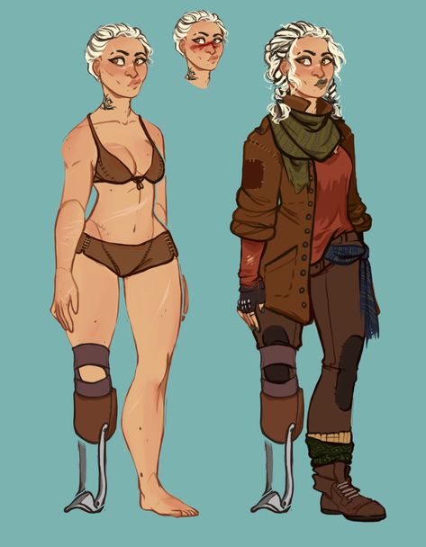 Dnd Characters With Prosthetics, Disable Character Design, Dnd Amputee Character, Disabled Character Design Dnd, Amputee Character Art, Leg Amputee Character Design, Prosthetic Leg Character Design, Disabled Oc Art, Amputee Drawing