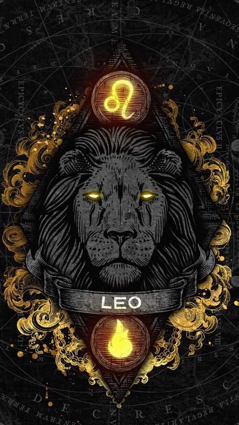 Leo And Aries Tattoo, Leo Zodiac Wallpaper, Leo Zodiac Wallpaper Aesthetic, Zodiac Leo Art, Zodiac Wallpaper, Aries Art, Leo Zodiac Sign, Moon Reading, Leo Lion