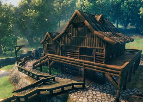 My home. Please enjoy Download build now! The Valheim Build, Basic House, was posted by Nautilus94. Valheim House Design, Valheim House Ideas Easy, Valheim Starter House, Valhiem House Ideas, Valheim Building Ideas, Valheim House Ideas, Viking Houses, Valheim Builds, Art Deco Cottage