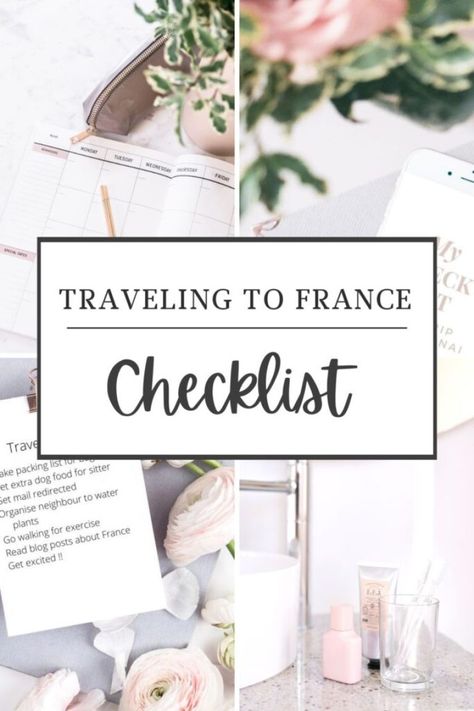 Traveling to France Checklist Paris Checklist, Traveling To France, Paris Packing, Visiting Paris, Hotel Hallway, Trip To France, Packing Guide, French Collection, Walking Exercise