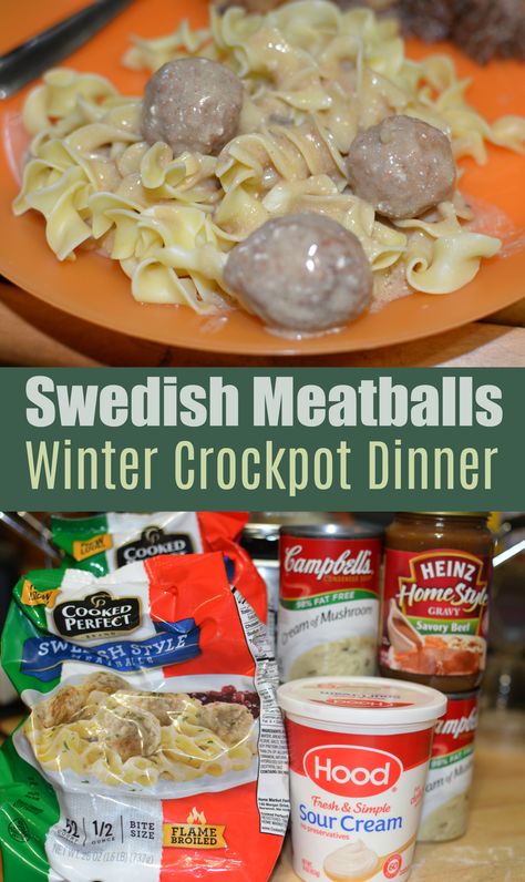 Swedish Meatballs and Egg Noodles - Winter Crockpot Dinner ⋆ The Stuff of Success Swedish Meatballs Crockpot, Easy Dinner Recipes Crockpot, Crock Pot Meatballs, Swedish Meatballs, Egg Noodles, Crockpot Recipes Easy, Easy Food To Make, Cooking Dinner, Vegetarian Dishes