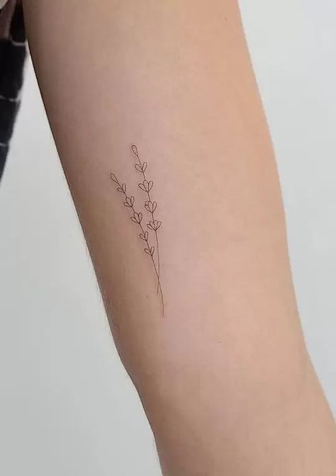 Item Lavender Finger Tattoo, Lavender Tattoos, Trend Tattoo, Sunflower Tattoo Simple, Cream Tattoo, Small Girly Tattoos, Small Shoulder Tattoos, Lavender Tattoo, Female Tattoos