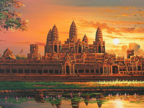 Khmer art painting | Khmer art wallpaper: Beautiful Cambodia… | Flickr Khmer Wallpaper, Cambodia Painting, Angkor Wat Tattoo, Cambodian Tattoo, Khmer Temple, Khmer Tattoo, Temple Drawing, Sejarah Kuno, Khmer Art