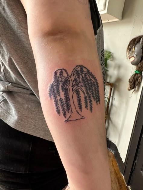 Well Tattoo, Small Willow Tattoo, Willow Tree Tattoo Small Simple, Wishing Well Tattoo, Dainty Willow Tree Tattoo, Tiny Weeping Willow Tree Tattoo, Willow Tree Tattoo, Weeping Willow Back Tattoo, Giving Tree Tattoos