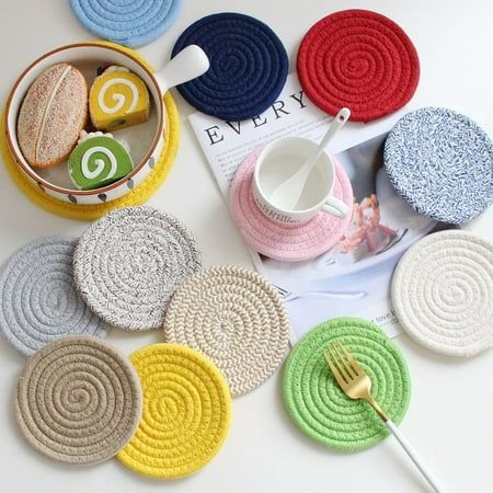 Description: By using a Nordic style round place mat that has vibrant color, you can add elegance to your dining table. What the place mat can offer you is that it can protect your table from scalding, as it is heat-resistant and anti-scratch. It is constructed of cotton rope material. This hand-woven cup mat is available in many colors and 2 sizes for you to choose from. It is suitable for dining room, restaurant, bedroom, office, canteen, dorm, living room, kitchen, etc. Item Name: Cup Mat Mat Brown Placemats, Decor For Restaurant, Personalised Placemats, Plate Mat, Entertaining Kitchen, Table Coasters, Spoon Holder, Tabletop Accessories, Cup Mat