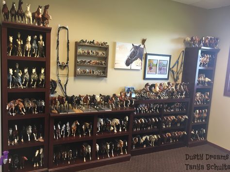 Model Horse Display Ideas, Breyer Horse Shelves, Breyer Horse Collection, Bryer Horses Display, Breyer Horse Display, Shifting Wr, Mineral Collection Display, Horse Bed, Breyer Collection