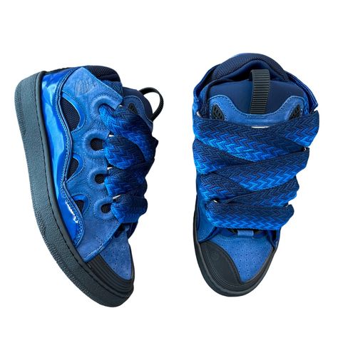 Blue Lanvin Sneakers, Lanvin Curb Sneakers, Majorelle Blue, Brown Leather Sneakers, Lanvin Sneakers, Lanvin Men, Lanvin Shoes, Pretty Shoes Sneakers, Shoes Outfit Fashion