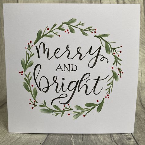 Merry And Bright Lettering, Bright Watercolor, K Crafts, Watercolor Ideas, Lettering Style, Merry And Bright, Calligraphy, Style Inspiration, Art