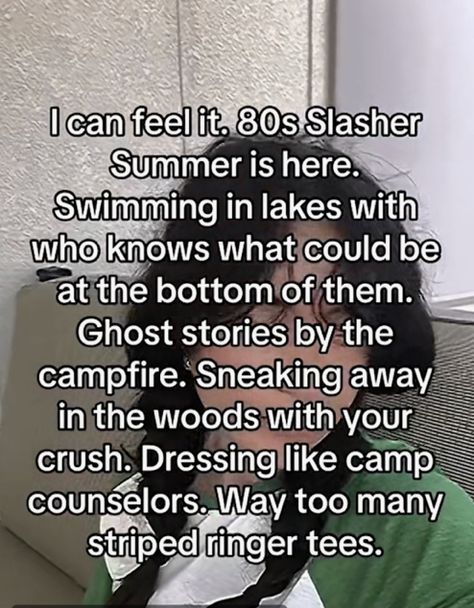 Slasher Summer Movies, 80s Camp Aesthetic, 80s Summer Slasher, Slashers Aesthetic, 80s Summer Camp Aesthetic, 80s Slasher Summer Aesthetic, 80s Summer Aesthetic, 80s Slasher Aesthetic, 80s Horror Aesthetic