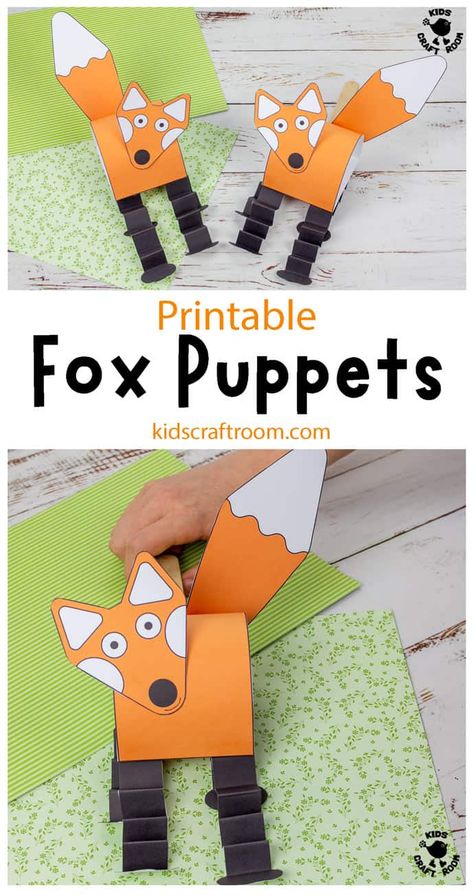 This Printable Fox Puppet Craft is so easy and fun for preschoolers. Kids will love making their own fox puppet show or bringing their favourite fox storybooks to life! A lovely fox craft for autumn or woodland animal and nocturnal study units. (The printable fox puppet template comes in both B/W and full colour.) #kidscraftroom #kidscrafts #foxcrafts #puppets #puppetcrafts #printablecrafts Fox Puppet, Fox Craft, Puppet Template, Puppet Craft, Fox Crafts, Kids Craft Room, Fun Fall Crafts, Halloween Arts And Crafts, Puppet Crafts