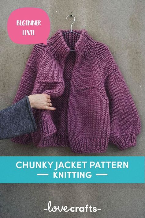 Chunky Cardigan Pattern, Jacket Designs, Crochet Knit Blanket, Advanced Knitting, Knit Cardigan Pattern, Chunky Knitting Patterns, Chunky Knitting, Crochet Coat, Easy Knitting Patterns