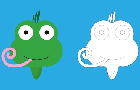 Personaje de dibujos animados de cara de... | Premium Vector #Freepik #vector #animado #dibujos-animados #ilustracion-animales #contorno-animales Cartoon Iguana