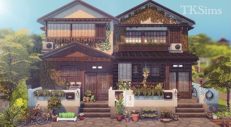 TKSims — Japanese Townhouses✨ Japanese Townhouse Exterior, Japanese Bloxburg, Sims 4 Japanese House Cc, Sims 4 Japanese Townhouse, Japanese Family Home Sims 4, Japanese Home Sims 4, Sims 4 Japanese Apartment, Traditional Japanese House Sims 4, Traditional Japanese Mansion