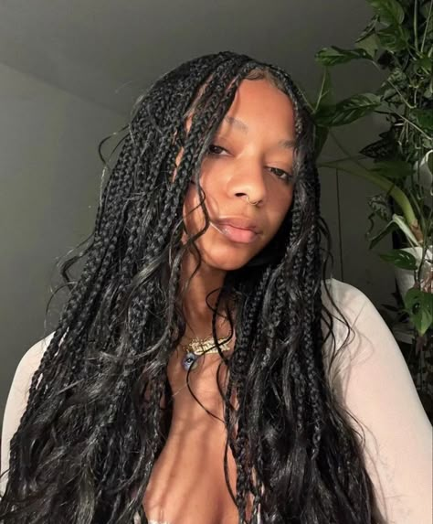 Fkafigs Braids, Bohemian Braids With Curly Ends, Box Braid Types, Bohemian Goddess Braids, Twists Locs, Grad Hair, Goddess Braids Hairstyles, Hippie Hair, Box Braids Hairstyles For Black Women