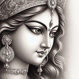 Durga Ma Drawings, Hindu God Artwork, Ma Durga Sketch, Ma Durga Images, Durga Maa Sketch, Devi Tattoo, Maa Durga Sketch, Durga Drawing Art, Painting Mahadev