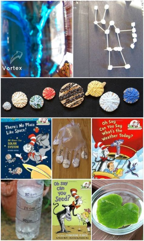 55 science activities & experiments inspired by Dr Seuss and Cat in the Hat books! Dr Seuss Science Activities, Dr Seuss Science, Dr Seuss Stem, Spring Science Activities, Spring Science, Dr Seuss Activities, Stem Books, Seuss Classroom, Seuss Crafts