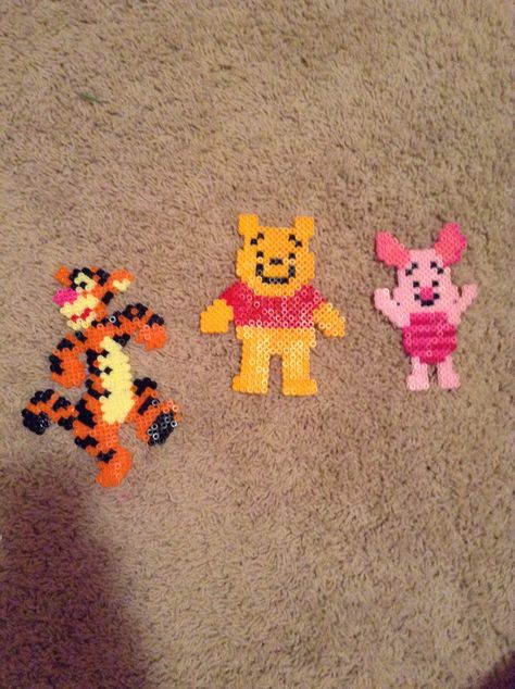 undefined Pooh Perler Beads, Piglet And Pooh, Beads Craft Kids, Hama Beads Disney, Hama Disney, Melt Beads, Magnet Ideas, Easy Perler Bead Patterns, Easy Perler Beads Ideas