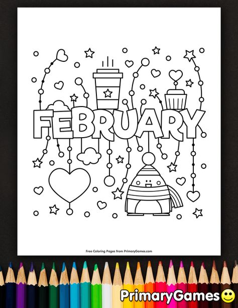 February Coloring Pages, Preschool Valentines Activities, Winter Coloring Pages, Coloring Page Free Printable, Valentine Coloring Pages, Coloring Pages Inspirational, School Coloring Pages, Shapes Preschool, Coloring Calendar