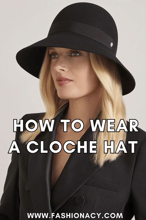 How to Wear a Cloche Hat Hat Looks For Women Winter, Office Hat Outfit, Old Money Hats For Women, How To Wear Hats, Cloche Hat Outfit, Hat With Short Hair, Milan Winter, Outfits With Hats For Women, Hat Outfit Winter