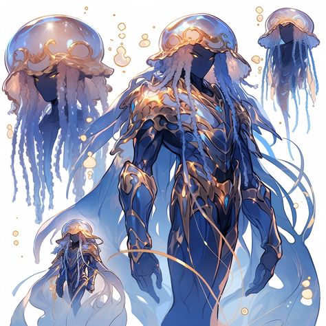 Sea Monster Humanoid, Fantasy Marine Creature, Fantasy Sea Creature Concept Art, Aquatic Dnd Creatures, Sea Monster Oc Male, Angler Fish Character Design, Sea Creatures Concept Art, Monster Men Art, Octopus Oc Male