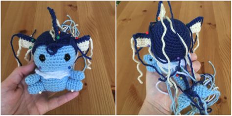 Vaporeon » 53stitches » Free Amigurumi and Crochet Patterns and Tutorials Pokemon Crochet, Crochet Pokemon, Needlework Patterns, Fun Crochet Projects, Toy Craft, Crochet Crafts, Diy Crochet, Crochet Yarn, Amigurumi Pattern