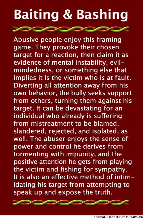 Narcissistic Personality Dsorder | Baiting & Bashing (B&B) | Psychopath Resistance.....do not fall for the bait and bash, find the nearest exit and slam the doori. Quotes About Moving On From Friends, Adult Bullies, Co-parenting, Under Your Spell, Narcissistic Behavior, Quotes About Moving On, Personality Disorder, Toxic Relationships, Narcissism