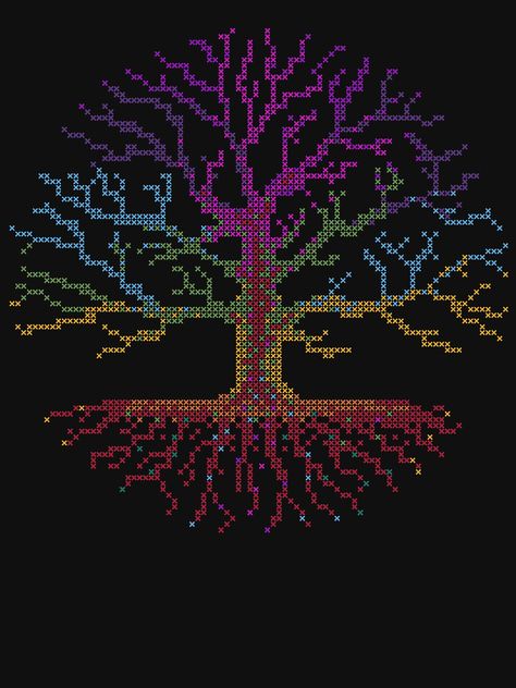 Minecraft Pixel Art Easy, Chakra Tree, Modele Pixel Art, Melty Bead Patterns, Pixel Art Templates, Chart Pattern, Motifs Perler, Nature Cross Stitch, Cross Stitch Tree