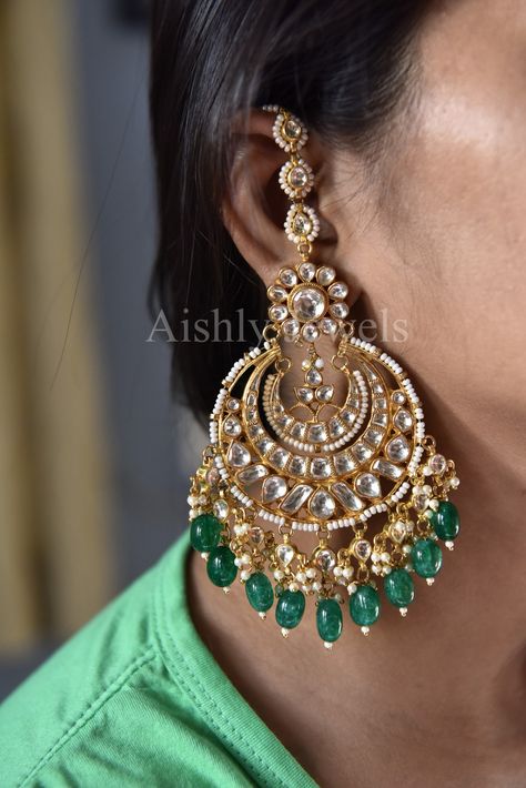 Chaand Baaliyan Earings, Chand Bali Earrings Gold, Asian Bridal Hair, Chand Bali, Rajputi Jewellery, Bridal Jewelry Sets Brides, Diy Earrings Easy, Bali Jewelry, Long Silver Earrings