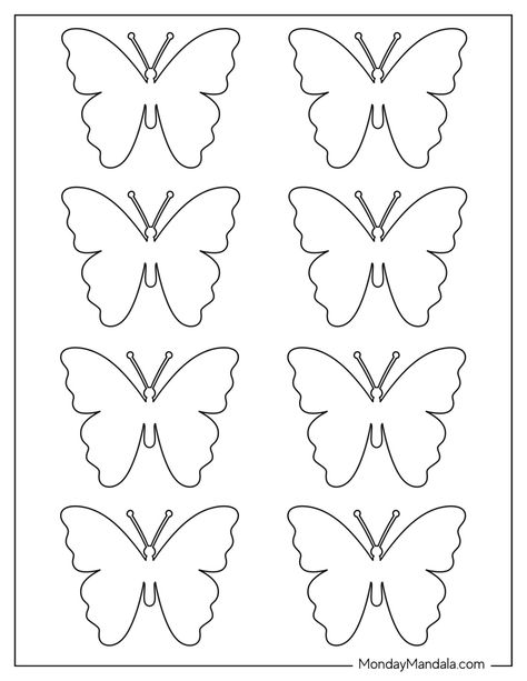 Butterfly Cutouts Printable, Butterfly Patterns Printable Templates, Butterfly Printable Template Prints, Butterfly Template Free Printable, Butterfly Printable Template, Butterfly Drawing Outline, Craft Butterfly, Butterfly Wings Pattern, Butterfly Party Favors