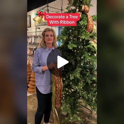 How to add ribbon to a Christmas Tree.#johnmarkenterprises #christmast... | john mark floral designer | TikTok Christmas Tree Ribbon Tutorial Videos, How To Put Ribbon On A Christmas Tree Videos, How To Tuck Ribbon In Christmas Tree, Decorating Christmas Tree With Ribbon, How To Add Ribbon To Your Christmas Tree, How To Put Ribbon On A Christmas Tree, Ribbon On Tree, Large Garland, Christmas Tree Decorations Ribbon