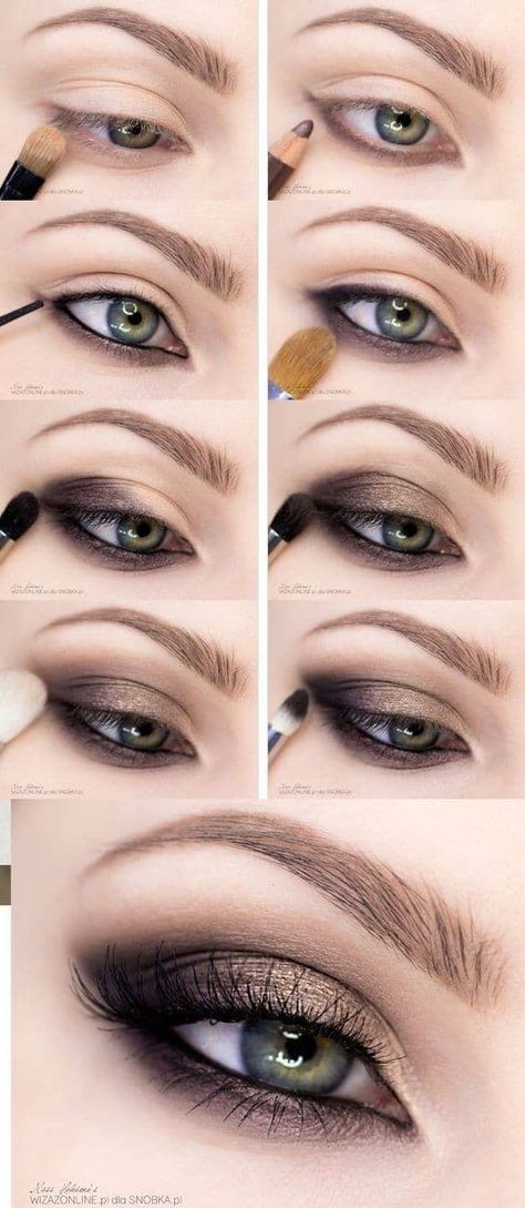 Smokey Eyes Tutorial, Easy Eye Makeup Tutorial, Smoky Eye Makeup Tutorial, Eyeliner Tips, Dark Eye Makeup, Trendy Eyeshadow, Make Up Tutorials, Makeup Tip, Smokey Eye Tutorial